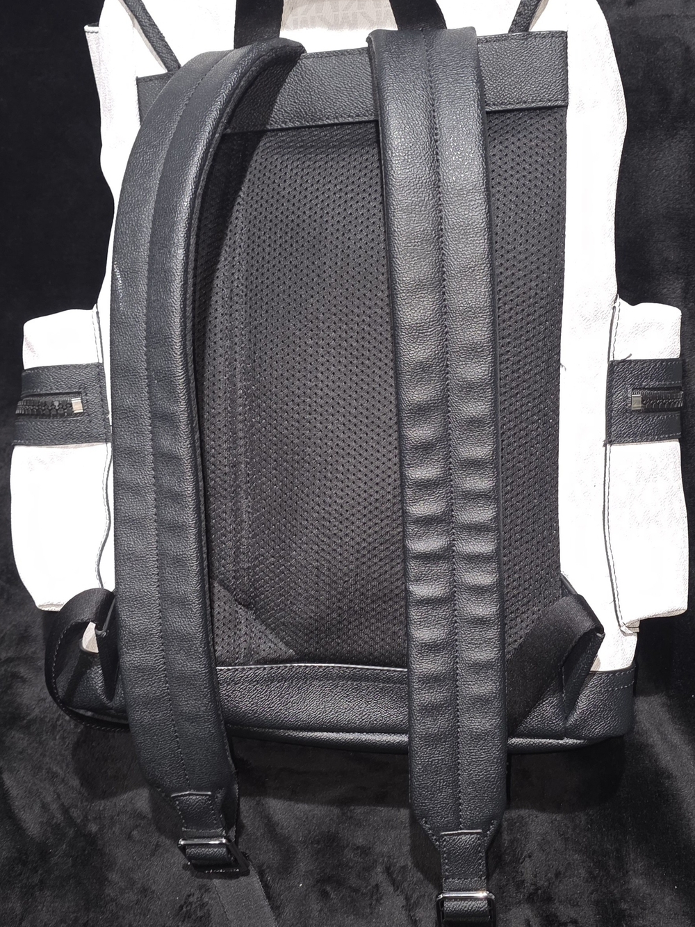 Michael Kors White and Black Monogram Backpack w/leather care kit - Picture 3 of 6
